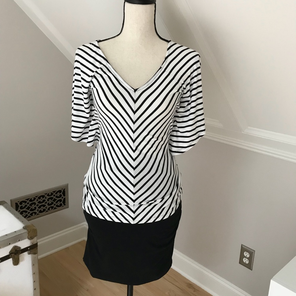 WHBM Black & White Striped Top. Size XS. NWT